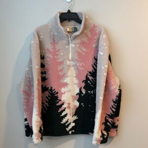 Kith Pink and Green Sherpa Half-Zip